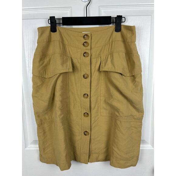 A New Day Khaki Cargo High Rise Button Front Skirt Womens 10 preppy - Picture 6 of 7